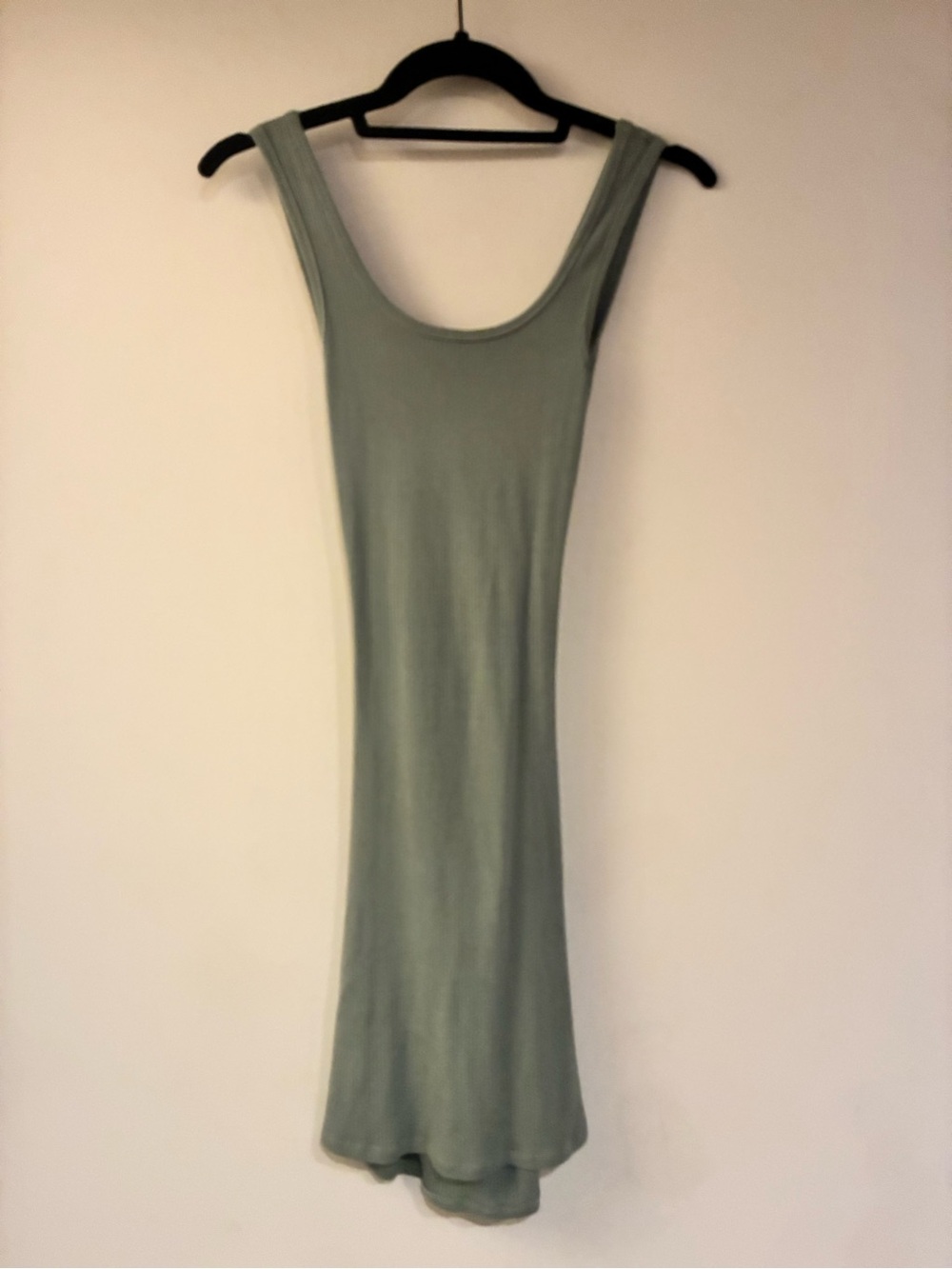 Classic Green Ribbed Tank Dress - Women's